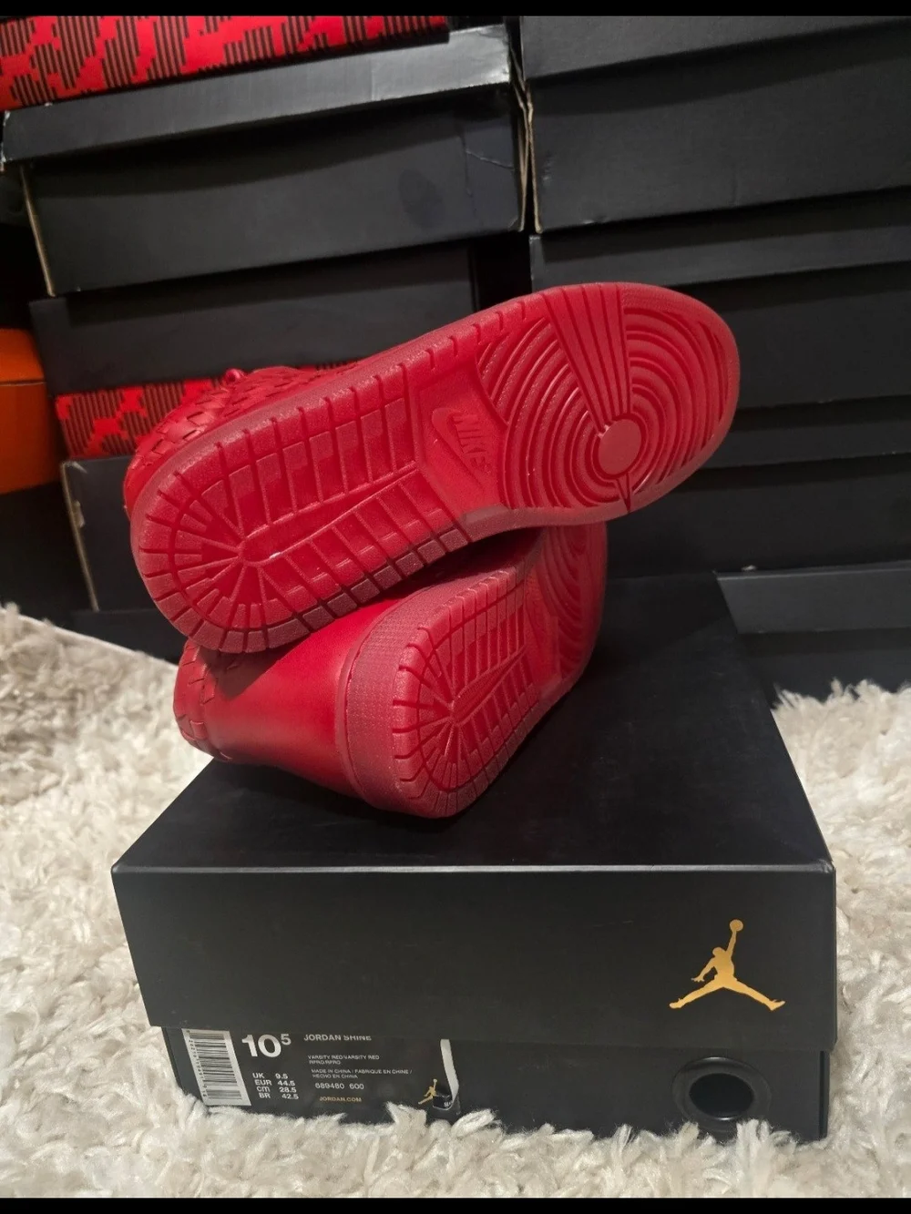 Jordan Shine colors Varsity Red Man shoe Size 10.5